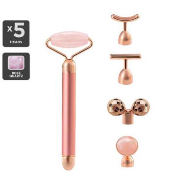 China Natural Face Lift Dropshipping Ice Cooling Rose Quartz Face Massage Roller Jade Quartz Face Rollers for sale