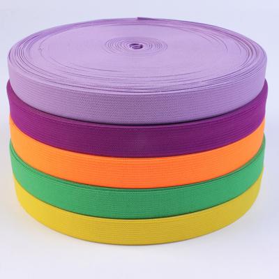 China Color Viable Spot Factory Wholesale 2cm Elastic Band Elastic School Bag Rope Elastic Knitting Side Band for sale