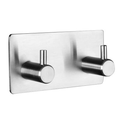 China Sustainable Hot Sale 14Mm Square Stainless Steel Wall Hangers Hangs Double Hooks for sale