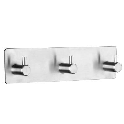 China 2021 New Design Sustainable Steel Three Square Hooks Adhesive Metal Towel Hook for sale