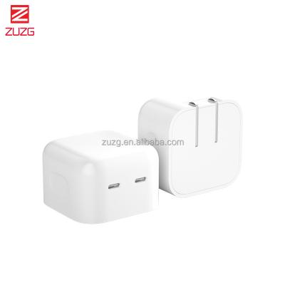 China ZUZG Dual Charger iPhone 14 Fast Charger 35W Dual USB-C Port Compact Power Adapter PD 3.0 Foldable Charger Wall Charger for sale