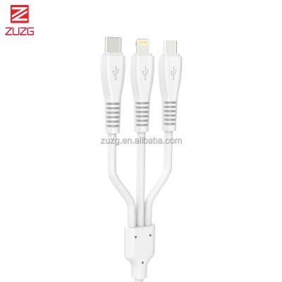 China iPhone+Android+Type-C ZUZG 3 in 1 Band 2M Extender Type-c Fast Charging Data USB Cable White To Type c for sale