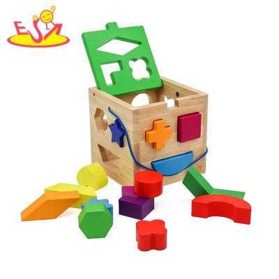 China Bring Merry New Building Blocks Kids Wood Bricks Toys Educational Baby Blocks Shape Sorter Toy For Children W12D204 for sale