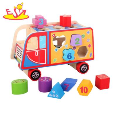 China For Kids Learning New Arrival Educational Wooden Shape Sorter Truck For Kids W04A472 for sale