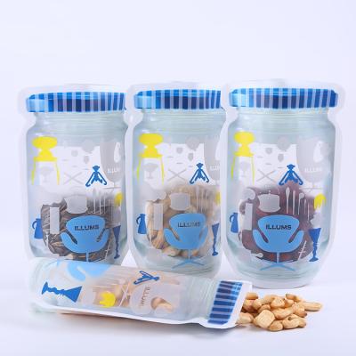 China Reusable Moisture Proof Mason Bottles Bags Food Storage Bag Snack Zipper Pouch for sale