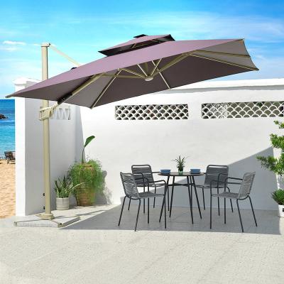 China Modern simplicity Hot Sale waterproof Square Parasol Aluminum Patio Umbrella Roman parasol for garden With LED Light for sale