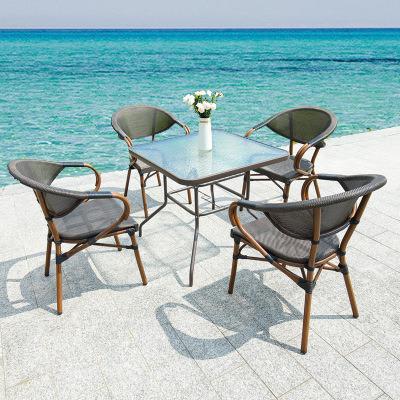 China Modern Simplicity Modern Aluminum Outdoor Table Chair Rattan Chair and Outdoor Dining Table Set Wicker for sale