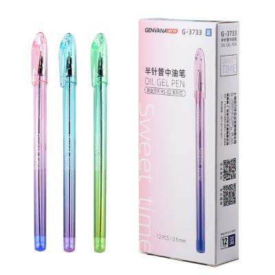 China office & School Pen New Promotional Office School Stationaries gradually pen color barrel G-3733 0.5 mm semi-needle oil gel pen for sale