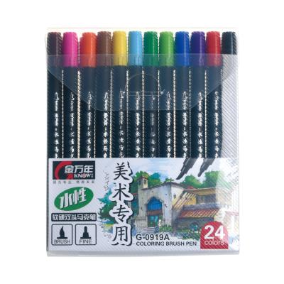 China Office Student and Stationery G-0919A 24 Colors Twin Tips Water Set Base Drawing Permanent Marker Pen for sale