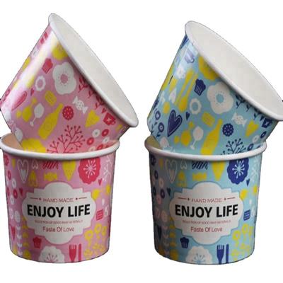 China New Good Quality Cartoon Ice Cream Containers Frozen Yogurt Paper Cups Disposable Colorful PE Coated Cup Eco-friendly for sale