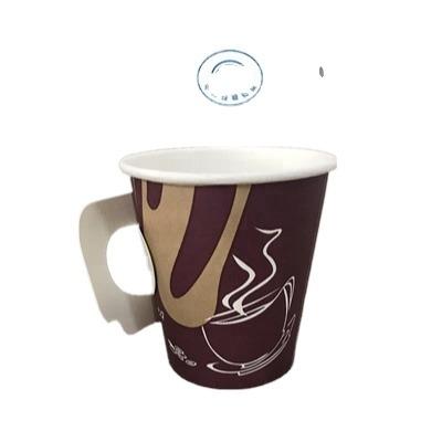 China Disposable Biodegradable Cups 8oz Paper Coffee Cups With Handles Single Wall Paper Hot Cupps for sale