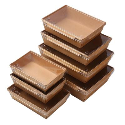 China Disposable Salad Takeaway Food Box Paper Packaging Food Containers Lidl Biodegradable Plastic Water Proof for sale