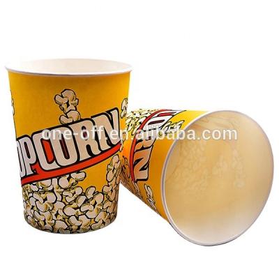 China Large Disposable Yellow Disposable Popcorn Paper Cup For Movie for sale