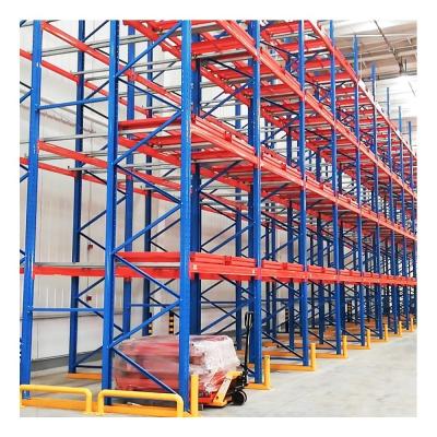 Cina Density Cold Room Storage 5 layer Blue Push-Back Pallet Rack System per 3 pallet di profondità in vendita