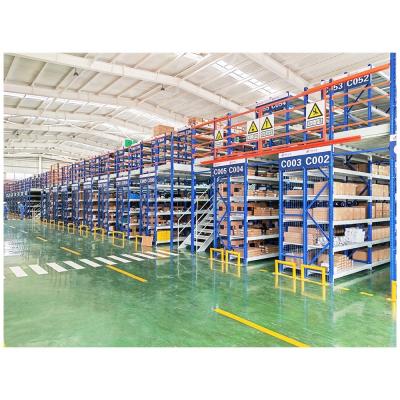 China Estante de almacenamiento de 2 niveles para estanterías industriales de mezzanine en azul/naranja/amarillo/gris en venta