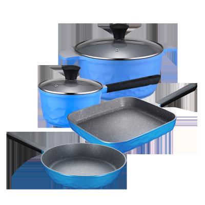 China ASD New Sustainable Design Diamond Aluminum 6pieces Cookware Pot Set Oil Free And Eco-friendly Aluminum Kitchen Pan Cookware Sets Nonstick for sale