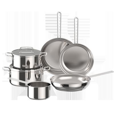 China Sustainable Stainless Steel Cookware Sets Pan Pans Cooking Pot Frying Set Cookingware Panela Ollas ASD Kitchen OEM/ODM for sale