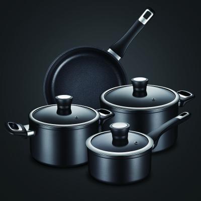 China ASD Viable Cookware Makers 4pcs Set Pan Soup Pot Aluminum Cookware Nonstick Frying Sets With Lids for sale