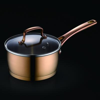 China Europe Factory Direct Selling High Quality Stainless Steel Gold Casserole Food Container Nonstick Sauce Pan for sale