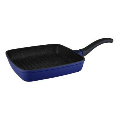 China General Use For Gas Kitchen Cookware BBQ Steak Stick Square Griddles And Induction Cooker ASD Non Grill Pan Blue for sale