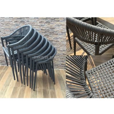 China Mixarts Outdoor Garden Furniture Aluminum Steel Patio Table Restaurant Design Set Dining Outdoor Rope Chair for sale