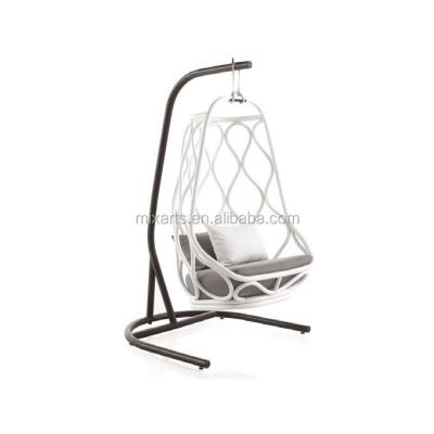 China Weather Resistant Mixarts Patio Swing Hanging Basket Egg Chair With Stand for sale