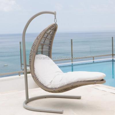 China Weather Resistant Outdoor Mixarts Rattan Hanging Swing Chair With Stand for sale