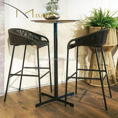 China Weather Resistant Mixarts Stainless Steel Rope Bar Stools Outdoor Chair for sale