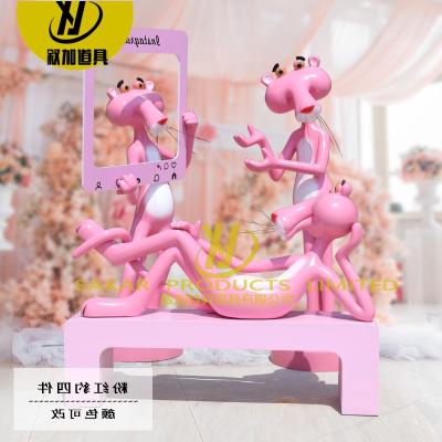 China China custom resin crafts modern fiberglass pink panther statue for outdoor garden decoration for sale