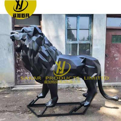 China China Art Resin Lion Statue Outdoor Life Size Animal Sculpture Geometric Fiberglass Custom for sale