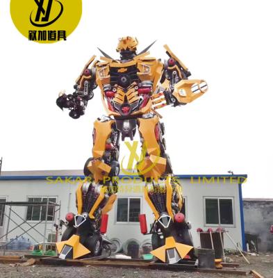 China Africa Large Outdoor Playground Decoration Stainless Steel Handmade Sculpture Transformer Life Size Robot Customized for sale