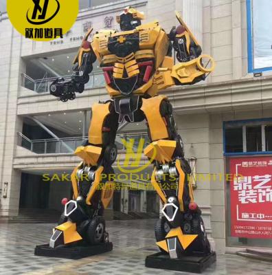 China Outdoor Decoration Hand Made Power Big Transformer Led Robot Statue Metal Sculpture Model For Sale for sale