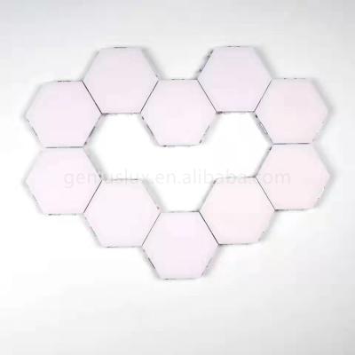 China Modern Smart Hexagon Quantum Honeycomb Panel Creative Magnet Home Decor Wall Touch Light Lamps for sale