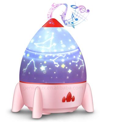 China Rocket Projector Rotating Projector Light with Music 4 Light Rocket Shape Projector Geniuslux LED Starry Night Light for sale