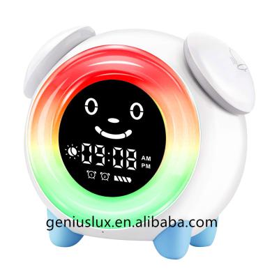 China Modern 7 Colors Changing Night Light Bedside Clock for Boys Girls Bedroom Touch Control Sleep Trainer for sale