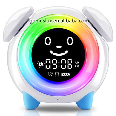 China Cartoon Jiangmen Ready To Ship Kids Sleep Trainer Smart Alarm Clock Night Light And Sleep Sounds Machine for sale