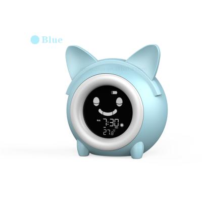 China Modern Multifunctional Mini Deign Pink Cat Shape Alarm Clocks Novelty Cat Toys Kids Sleep Trainer Clock for sale