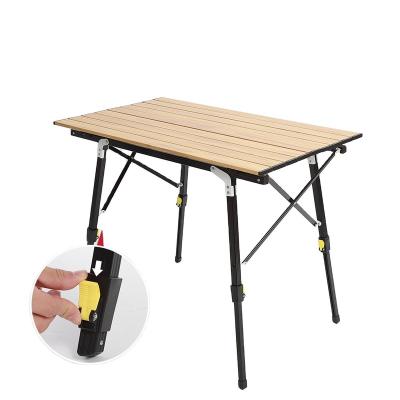 China Rectangular Aluminum Grain Light Weight Wooden Picnic Table Comping High Quality Easy Folding Adjustable Table for sale