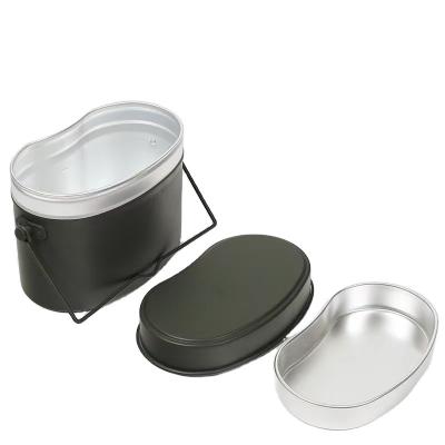 China Modern Green Military Aluminum Alloy Lunch Box Outdoor Army Dirty Tin Food Container Army Lunch Box for sale