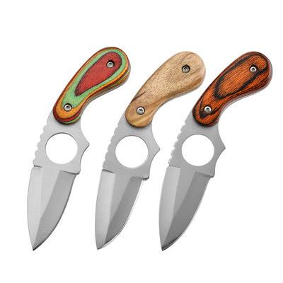 China Outdoor Camping Wooden Handle Non-variable and Self-defense Knife Portable Emergency Mini Pocket Knife for sale