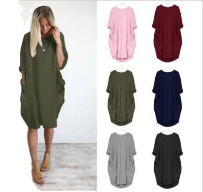 China New Design Women Luxury Casual Loose Pocket Dry Cleaning Long Sleeve Dress For Outdoor for sale