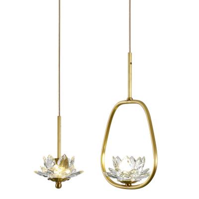 China New Traditional Modern Luxury Chinese Creative Single Head Elegant Bedroom Light Headbed Crystal Chandelier for sale