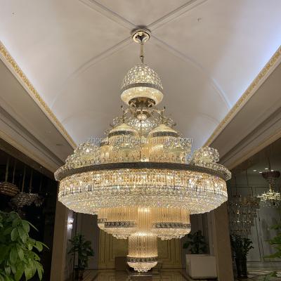 China Modern Custom Large Chandelier Luxury Gold LED Crystal Chandelier For Hotel Lobby Lighting for sale