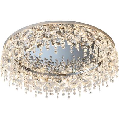 China Surface mounted new simple modern atmosphere stainless steel k9 LED luxury crystal Nordic style ceiling lamp for living room bedroom for sale