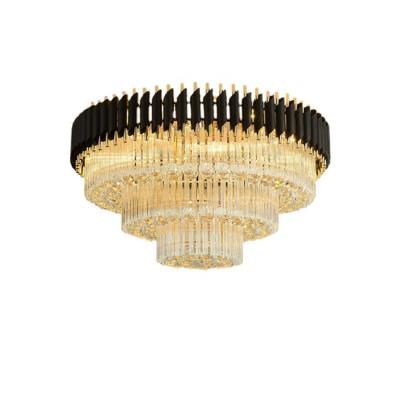 China Surface mounted luxury gold color hot sale circle ceiling lamp with k9 crystal for living room for sale