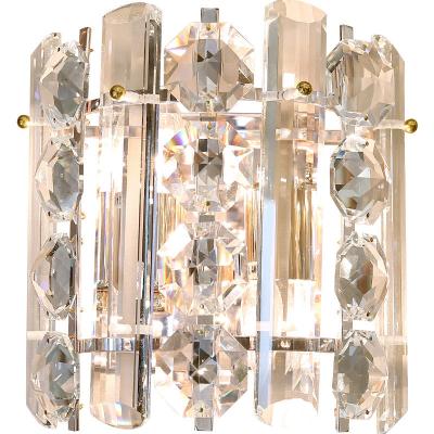 China Modern super shiny silver fashion living room bedroom hallway wall stair LED light luxury custom crystal wall l for sale