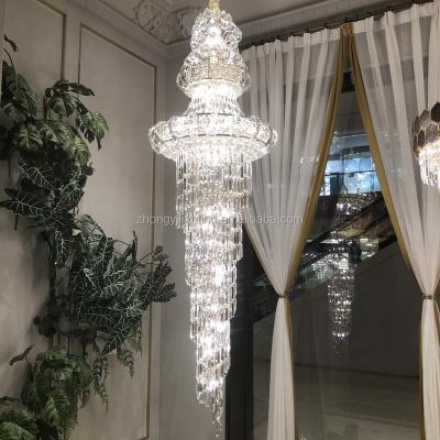 China Modern Staircase Lamps K9 Decorative Crystal Pendant Lighting Modern Lamp For Hotel Home Decoration Chandelier Indoor Luxury Fashion for sale