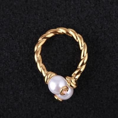 China Trendy Jewelry Luxury Minimalist Pearl Rings Simple Design Geometric Resizable Spiral Rings For Women (15) for sale