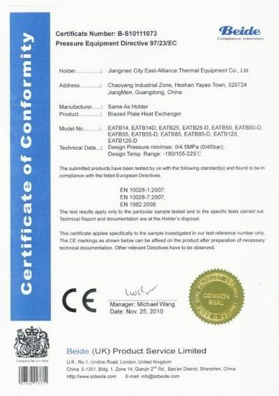 CE - Jiangmen City East-Alliance Thermal Equipment Co., Ltd.