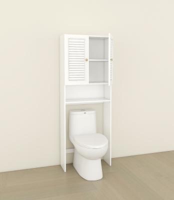 China Traditional White Slim Freestanding Bathroom Storage Vanity Narrow Toilet Corner Floor Cabinet With Doors And Shelves for sale